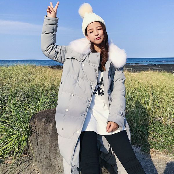 2018 new products mid-length down jacket women's white duck down winter hooded slim fit slimming over-the-knee large fur collar, Black;white
2018 new products mid-length down jacket women's white duck down winter hooded slim fit slimming over-the-knee large fur collar, Black;white