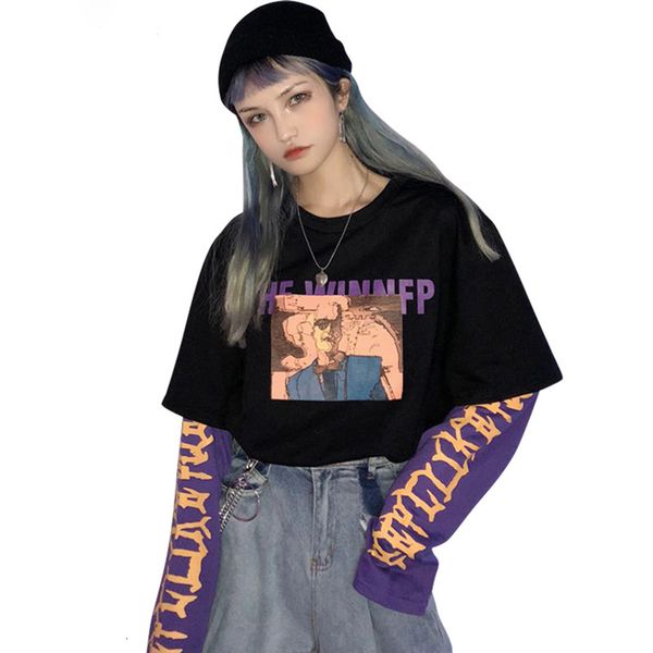 women clothes women hoodies vintage fake 2 pieces character letter women sweatshirt hit color long sleeve autumn loose female pullovers, Black
women clothes women hoodies vintage fake 2 pieces character letter women sweatshirt hit color long sleeve autumn loose female pullovers, Black