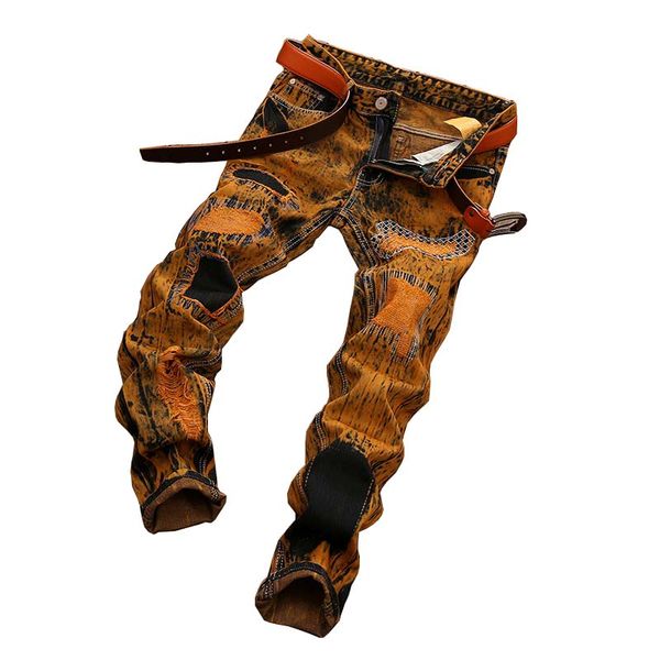 mcikkny retro men's ripped distressed jeans pants washed stretch straight denim trousers for male patchwork size 28-42, Blue
mcikkny retro men's ripped distressed jeans pants washed stretch straight denim trousers for male patchwork size 28-42, Blue