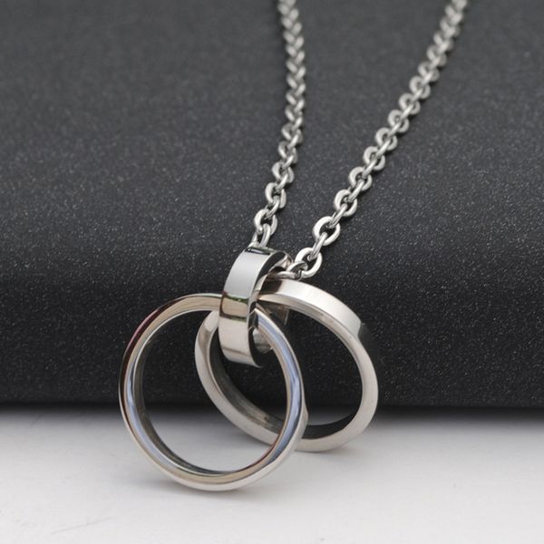 fashion design stainless steel double ring ring pendant necklace couple necklace ladies men's jewelry gift long chain 3 sizes, Silver
fashion design stainless steel double ring ring pendant necklace couple necklace ladies men's jewelry gift long chain 3 sizes, Silver