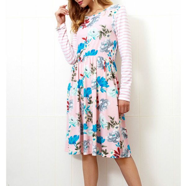 fashion autumn women dress boho floral print long sleeve o-neck casual elegant dress, Black;gray
fashion autumn women dress boho floral print long sleeve o-neck casual elegant dress, Black;gray