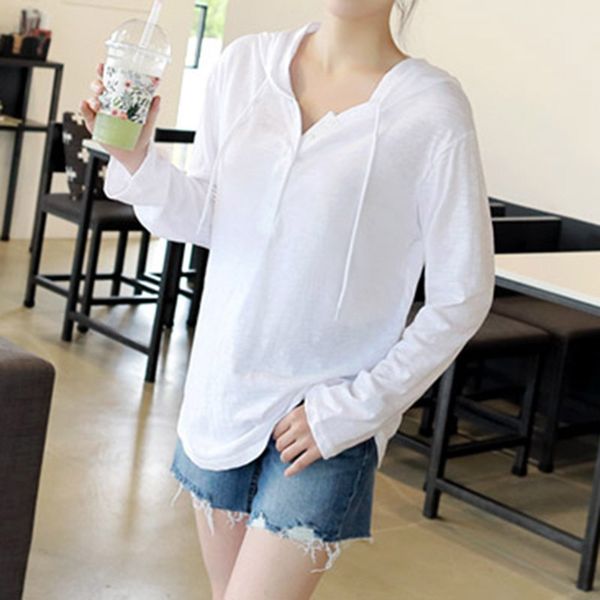 spring new korean version of slub cotton long sleeve t-shirt for women v-neck loose pure cotton women's hooded in fashion, White
spring new korean version of slub cotton long sleeve t-shirt for women v-neck loose pure cotton women's hooded in fashion, White