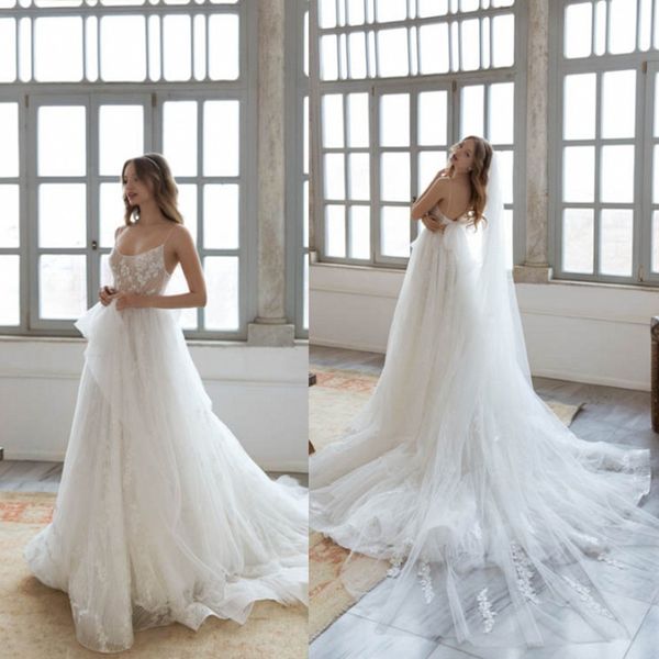 daria karlozi wedding dresses spaghetti straps lace appliques bridal gowns 2020 custom made backless sweep train a-line wedding dress, White
daria karlozi wedding dresses spaghetti straps lace appliques bridal gowns 2020 custom made backless sweep train a-line wedding dress, White