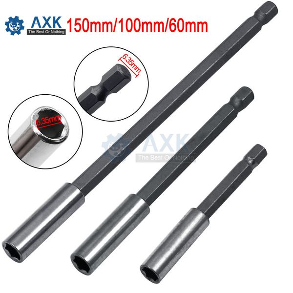 magnetic bit holders 1/4" hexagon screwdriver drill 60mm 75mm 100mm 150mm screwdriver bit long extension bar quick change tools