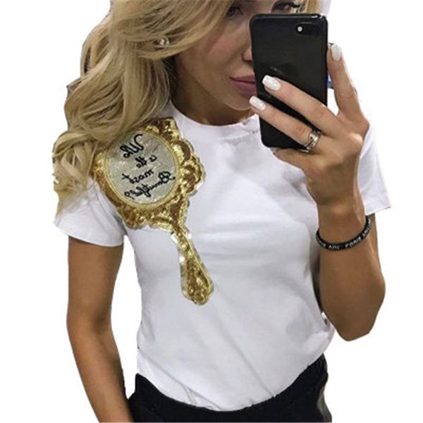 модные горячие женские футболки повседневная блестки emboridery волшебное зеркало футболки с коротким рукавом футболки женские футболки xz-1, White
модные горячие женские футболки повседневная блестки emboridery волшебное зеркало футболки с коротким рукавом футболки женские футболки xz-1, White