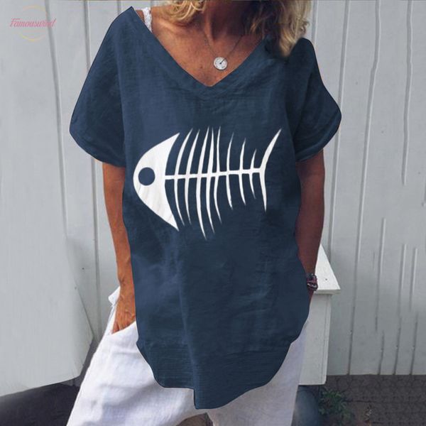 2020 summer women blouse funny fish bone print short sleeve shirt tunic blusas mujer loose v neck womens blouses, White
2020 summer women blouse funny fish bone print short sleeve shirt tunic blusas mujer loose v neck womens blouses, White