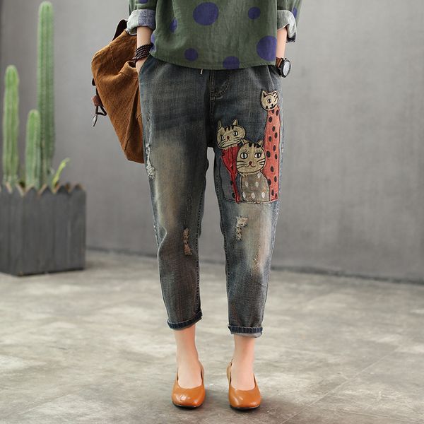 tang retro jeans 2019 new women slim-type slim-type elastic waist pocket bleached kitten pattern female casual denim trousers, Blue
tang retro jeans 2019 new women slim-type slim-type elastic waist pocket bleached kitten pattern female casual denim trousers, Blue
