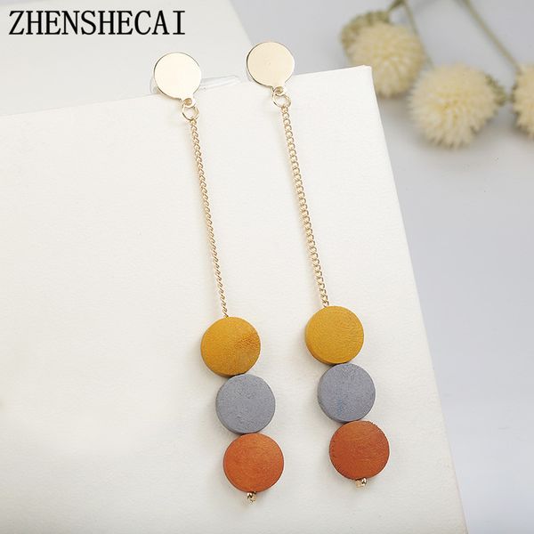 2018 new women's fashion long statement earrings wooden geometric round connection drop earrings women jewelry gift, Silver
2018 new women's fashion long statement earrings wooden geometric round connection drop earrings women jewelry gift, Silver