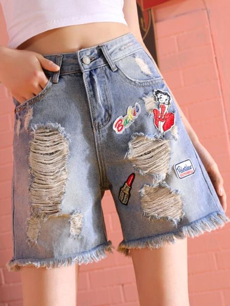 cartoon embroidery denim ants summer shorts women cotton pocket shorts oversized loose streetwear hole booty ladies, White;black
cartoon embroidery denim ants summer shorts women cotton pocket shorts oversized loose streetwear hole booty ladies, White;black