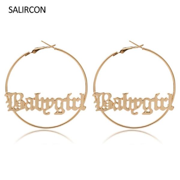 salircon exaggerated round circle big hoop earrings for women girls fashion letter charm gold color earring piercing jewelry, Golden;silver
salircon exaggerated round circle big hoop earrings for women girls fashion letter charm gold color earring piercing jewelry, Golden;silver