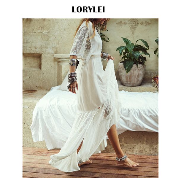 women plunging neck lace patchwork side split long white tunic beach dress robe elegant beachwear swim suit cover up n632, Blue;gray
women plunging neck lace patchwork side split long white tunic beach dress robe elegant beachwear swim suit cover up n632, Blue;gray