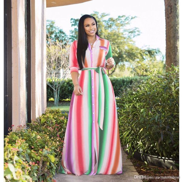 women striped printed spring dress fashion designer lapel neck ladies dresses casual panelled loose female clothing with split, Black;gray
women striped printed spring dress fashion designer lapel neck ladies dresses casual panelled loose female clothing with split, Black;gray