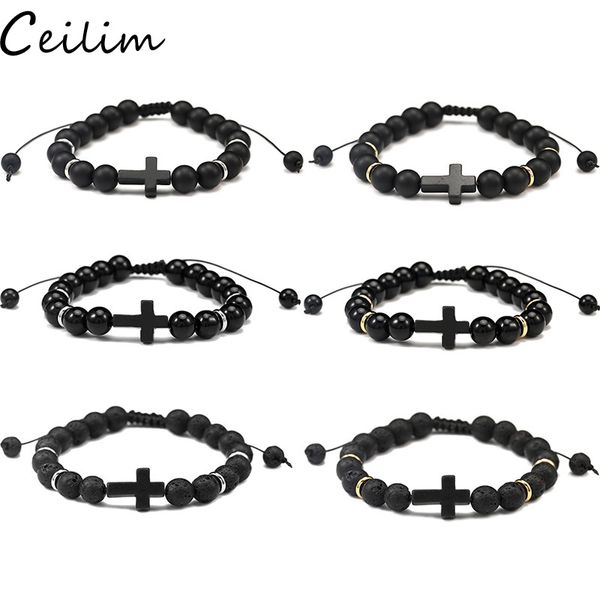 fashion men's natural stone bracelet cross charm bracelets black lava matte beaded bracelets handmade men women prayer fitness chain co
fashion men's natural stone bracelet cross charm bracelets black lava matte beaded bracelets handmade men women prayer fitness chain co