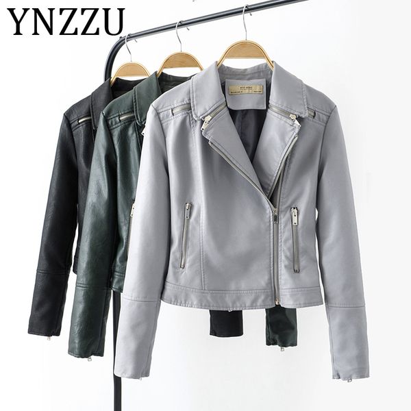 ynzzu black gray green fashion women faux leather jacket 2019 autumn classic turn down collar zippers female biker jacket a1014
ynzzu black gray green fashion women faux leather jacket 2019 autumn classic turn down collar zippers female biker jacket a1014