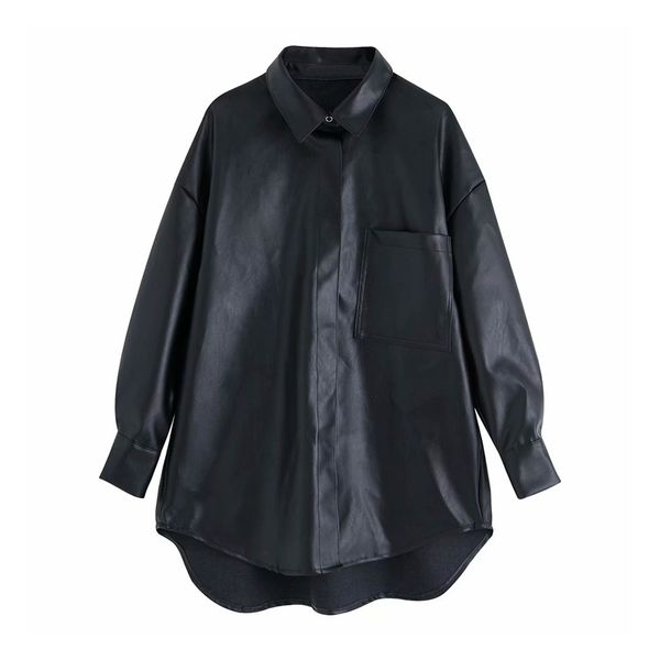vintage stylish office lady pu leather irregular long blouses women pocket lapel long sleeve black shirts blusas chic, White
vintage stylish office lady pu leather irregular long blouses women pocket lapel long sleeve black shirts blusas chic, White
