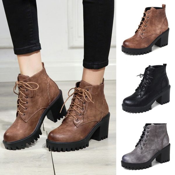 designer-autumn round head motorcycle boots women's fashion lace-up leather ankle boots autumn winter women's platform shoes, Black
designer-autumn round head motorcycle boots women's fashion lace-up leather ankle boots autumn winter women's platform shoes, Black