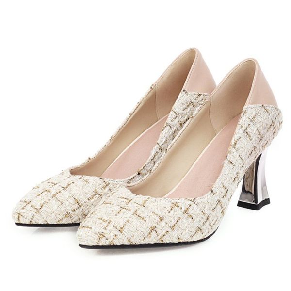 fanyuan heels size 33-47 spring summer single shoes women pumps pointed toe elegant party wedding shoes female black