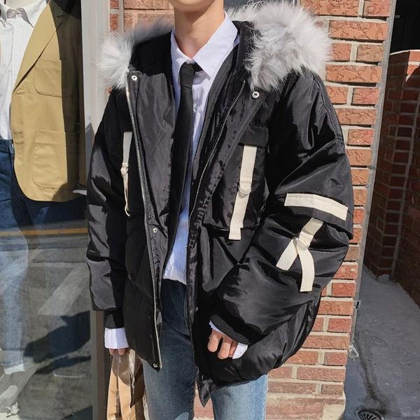 winter jacket men warm thick fashion parka men cross color casual fur collar hooded coat wild loose cotton jacket male clothes, Black
winter jacket men warm thick fashion parka men cross color casual fur collar hooded coat wild loose cotton jacket male clothes, Black