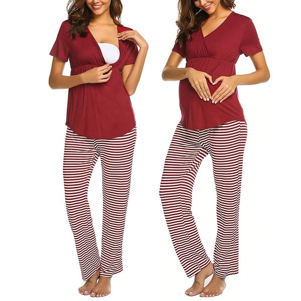 maternity set women maternity v-neck nursing baby t-shirt +stripe pants pajamas set conjunto embarazo, White
maternity set women maternity v-neck nursing baby t-shirt +stripe pants pajamas set conjunto embarazo, White