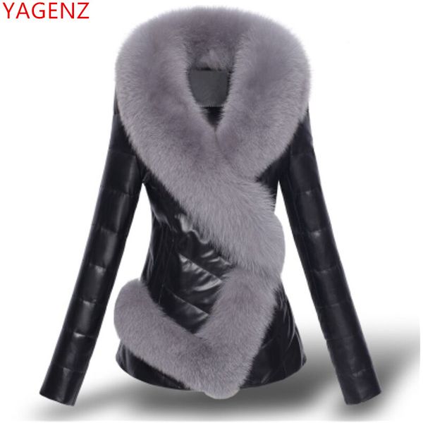 large size women's leather jacket faux fur collar short slim pu leathe coat new winter jacket warm down cotton coat 3xl 789, Black
large size women's leather jacket faux fur collar short slim pu leathe coat new winter jacket warm down cotton coat 3xl 789, Black