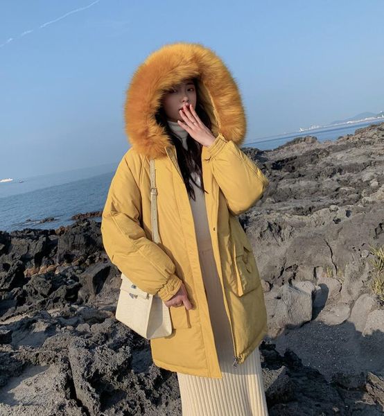 female winter jackets and long coats 2019 hooded parkas for women wadded jacket warm outwear big faux fur collar chaqueta mujer, Black
female winter jackets and long coats 2019 hooded parkas for women wadded jacket warm outwear big faux fur collar chaqueta mujer, Black