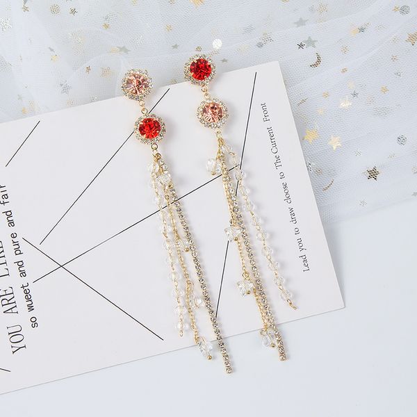 2019 new korean version retro multi-layer long crystal tassel pendant earrings elegant for women shiny earrings jewelry, Golden
2019 new korean version retro multi-layer long crystal tassel pendant earrings elegant for women shiny earrings jewelry, Golden