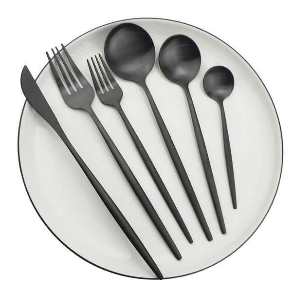 6pcs черный матовый cutlery set 304 из нержавеющей стали посуда набор десерт вилка ложка красочные кухни flatware silverware set
6pcs черный матовый cutlery set 304 из нержавеющей стали посуда набор десерт вилка ложка красочные кухни flatware silverware set