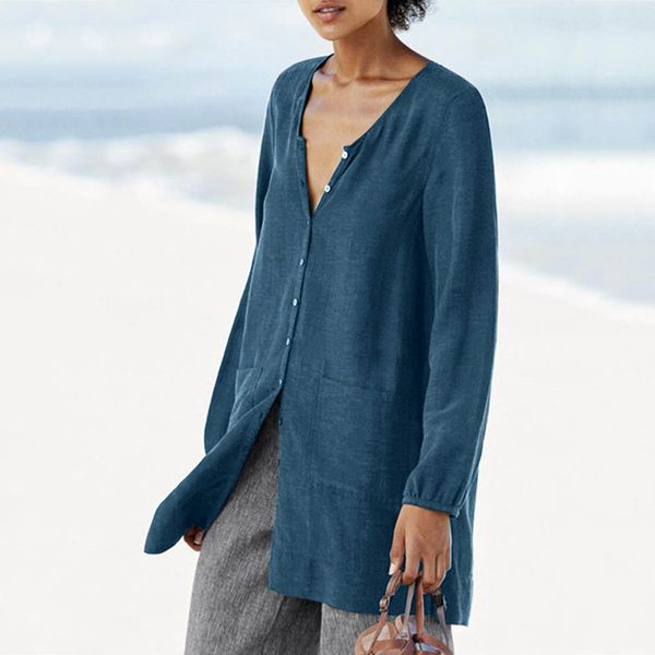women loose solid blouse casual v neck long sleeve torridity women blouse shirt cotton linen pocket camisa blusa plus size, White
women loose solid blouse casual v neck long sleeve torridity women blouse shirt cotton linen pocket camisa blusa plus size, White