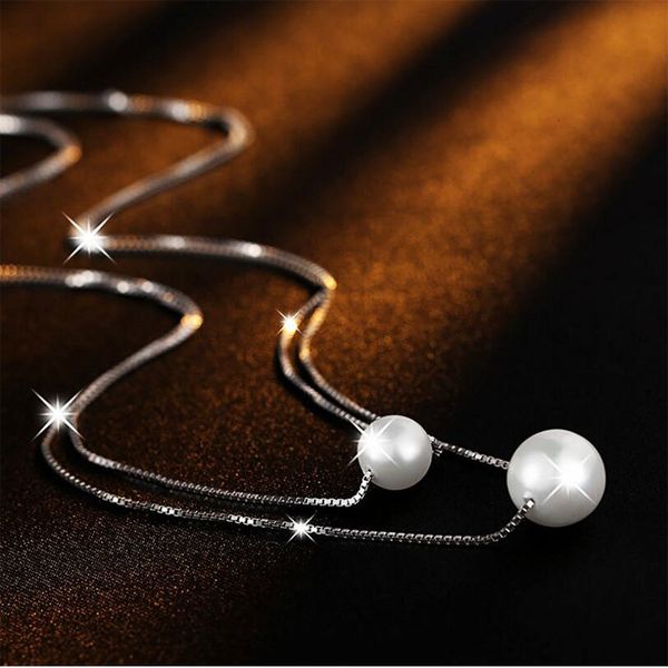 925 sterling silver necklace double layer chain simulated pearl choker necklaces & pendants for women kolye
925 sterling silver necklace double layer chain simulated pearl choker necklaces & pendants for women kolye