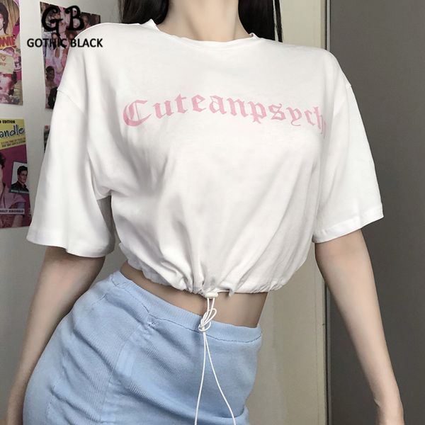 gothblack streetwear loose short sleeve letter print crop women harajuku drawstring casual t-shirt 2020 female fashion top, White
gothblack streetwear loose short sleeve letter print crop women harajuku drawstring casual t-shirt 2020 female fashion top, White