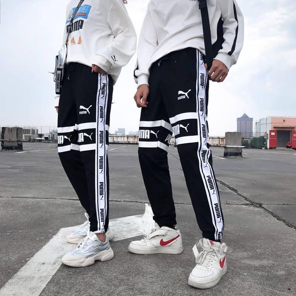 122604 pm men casual sweatpants fitness side stripe men sportswear joggers pants male gyms trousers panta lones hombre, Black