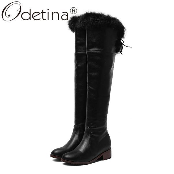 odetina new women back lace up thigh-high boots zip up low heel thick fur winter keep warm over the knee snow boots plus size 48, Black
odetina new women back lace up thigh-high boots zip up low heel thick fur winter keep warm over the knee snow boots plus size 48, Black