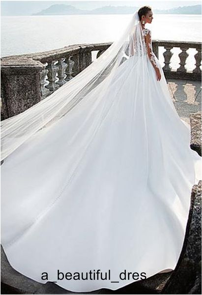 satin v-neck a-line wedding dresses with lace appliques long sleeves bridal dress wedding gowns vestido longo de festa bridal dresses, White
satin v-neck a-line wedding dresses with lace appliques long sleeves bridal dress wedding gowns vestido longo de festa bridal dresses, White