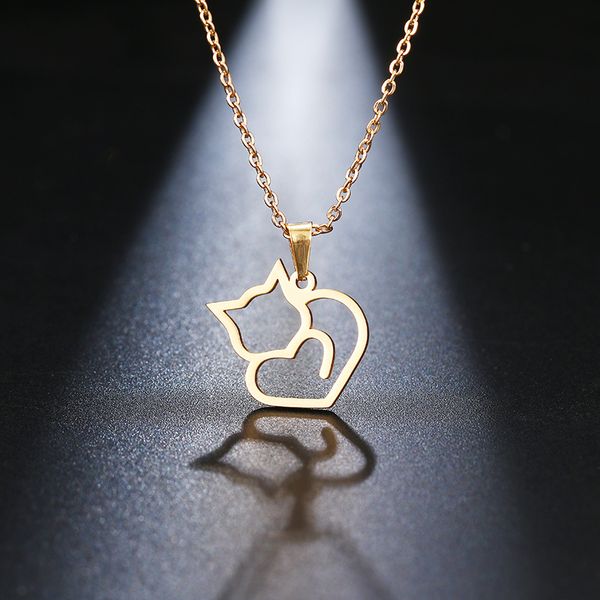 Stainless Steel Necklace For Women Lover's Gold And Silver Color Cat Exquisite Pendant Necklace Engagement Jewelry
Stainless Steel Necklace For Women Lover's Gold And Silver Color Cat Exquisite Pendant Necklace Engagement Jewelry