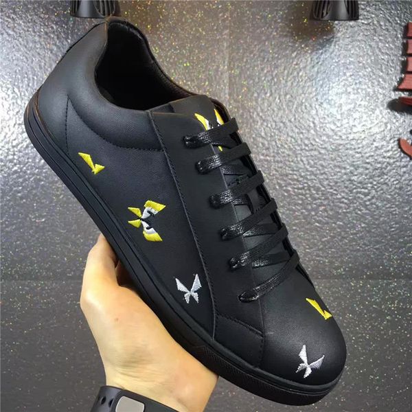 men flat designer sneaker shoes genuine leather gift mens women racer casual shoes, Black
men flat designer sneaker shoes genuine leather gift mens women racer casual shoes, Black