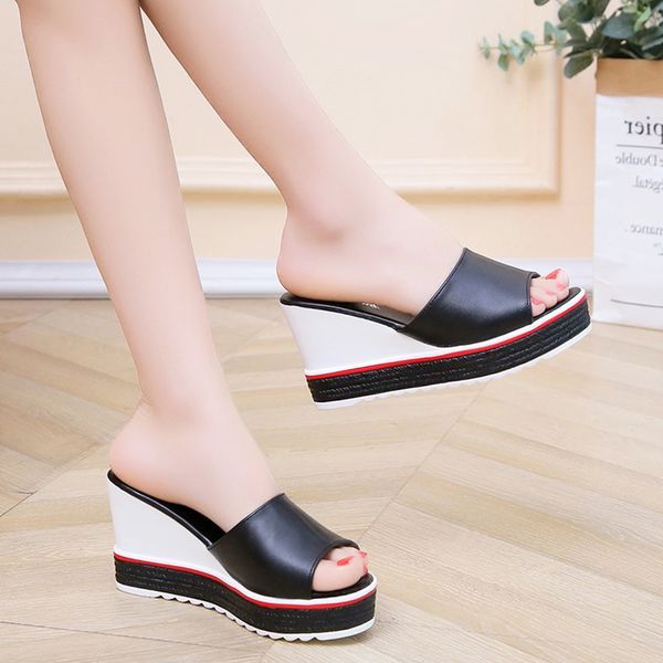med house slippers platform high-heeled shoes lady slides shose women pantofle on a wedge heels 2020 soft, Black
med house slippers platform high-heeled shoes lady slides shose women pantofle on a wedge heels 2020 soft, Black
