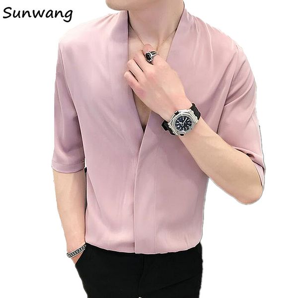 summer dress young mens clothing deep v neck stylish mens fashion shirts slim fit popular hawaiian male shirt casual men, White;black
summer dress young mens clothing deep v neck stylish mens fashion shirts slim fit popular hawaiian male shirt casual men, White;black