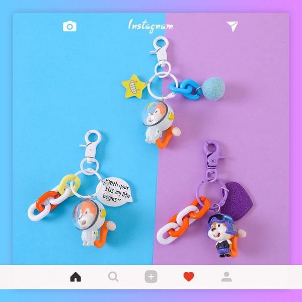 korean squirrel astronaut key chain car key chain bag pendant creative gift cartoon ornament small gift, Silver
korean squirrel astronaut key chain car key chain bag pendant creative gift cartoon ornament small gift, Silver