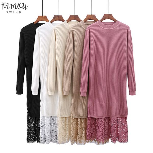 lace stitching sweater women autumn winter long straight dress knitted dresses maxi lady ribbed robe pullover dres, Black;gray
lace stitching sweater women autumn winter long straight dress knitted dresses maxi lady ribbed robe pullover dres, Black;gray