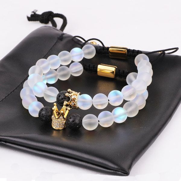 new design ab frost crystal beads cz crown queen charm beads men macrame lovers bracelet women, Black
new design ab frost crystal beads cz crown queen charm beads men macrame lovers bracelet women, Black