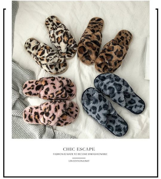 2019 leopard fashion cross furry slippers autumn and winter new outing slippers indoor flat bottom non-slip warm women's shoes, Black
2019 leopard fashion cross furry slippers autumn and winter new outing slippers indoor flat bottom non-slip warm women's shoes, Black