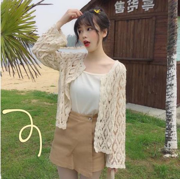 2019 spring summer crochet white lace blouse women fashion hollow out knitted cardigan chemise femme lj591, Tan;black
2019 spring summer crochet white lace blouse women fashion hollow out knitted cardigan chemise femme lj591, Tan;black