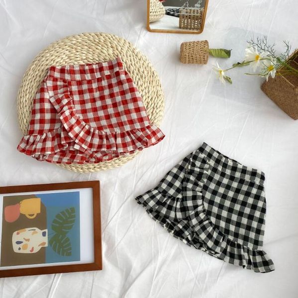 2020 new arrival girls plaid skirt fashion spring cotton kids girls skirts 1-6t