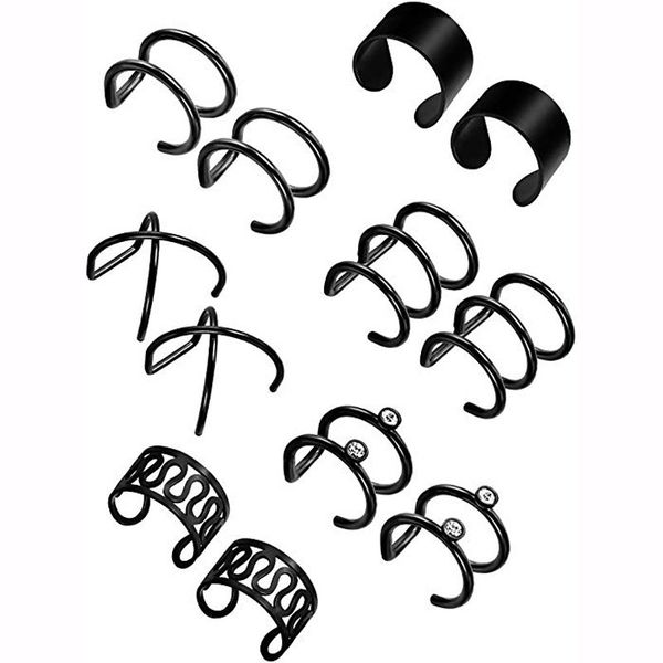 2020 black fashion new 6 pairs fashion punk rock ear clip cuff wrap earrings on cartilage wrap earring for women, Silver
2020 black fashion new 6 pairs fashion punk rock ear clip cuff wrap earrings on cartilage wrap earring for women, Silver