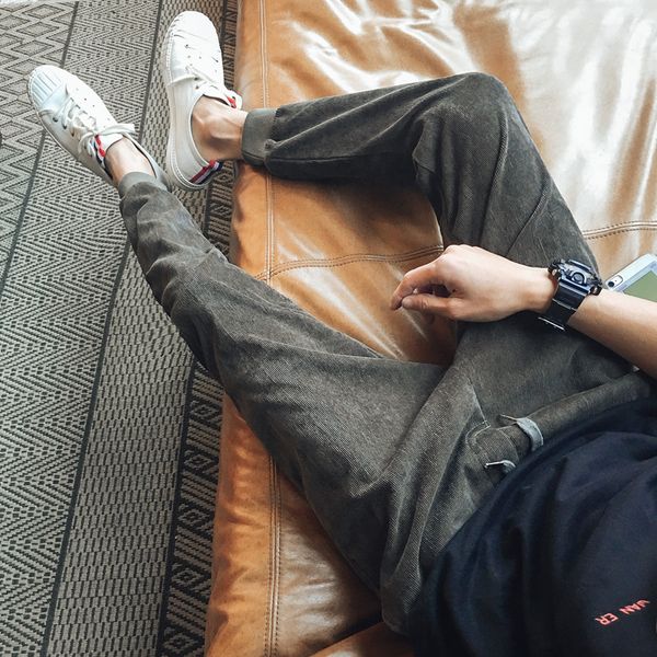 spring and autumn overalls casual pants men's feet korean version trend small corduroy pants man 2019, Black
spring and autumn overalls casual pants men's feet korean version trend small corduroy pants man 2019, Black