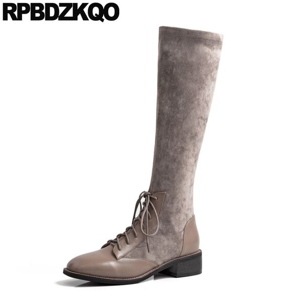 shoes tall 2019 autumn knee high round toe block european fall women winter boots genuine leather chunky lace up, Black
shoes tall 2019 autumn knee high round toe block european fall women winter boots genuine leather chunky lace up, Black