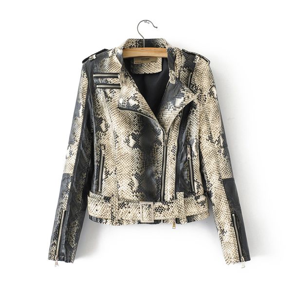 european station 2019 spring new pu leather jacket for ladies snake skin pattern short leather coat coat for ladies, Black
european station 2019 spring new pu leather jacket for ladies snake skin pattern short leather coat coat for ladies, Black