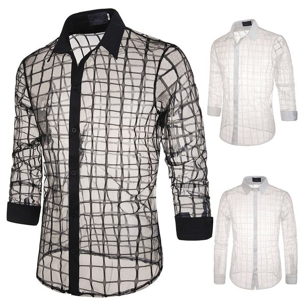 puimenyiua new men's slim fit shirts casual plaid transparent lapel men long sleeve blouse male lace plus size xxl, White;black
puimenyiua new men's slim fit shirts casual plaid transparent lapel men long sleeve blouse male lace plus size xxl, White;black
