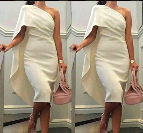 short cocktail dresses one shoulder sheath prom dresses with cape tea length party dress plus size formal homecoming gowns, Black
short cocktail dresses one shoulder sheath prom dresses with cape tea length party dress plus size formal homecoming gowns, Black