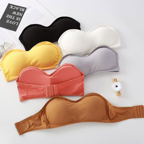 women solid cotton tube back closure strapless bra push up padded seamless underwear breathable female wrap top, Red;black
women solid cotton tube back closure strapless bra push up padded seamless underwear breathable female wrap top, Red;black